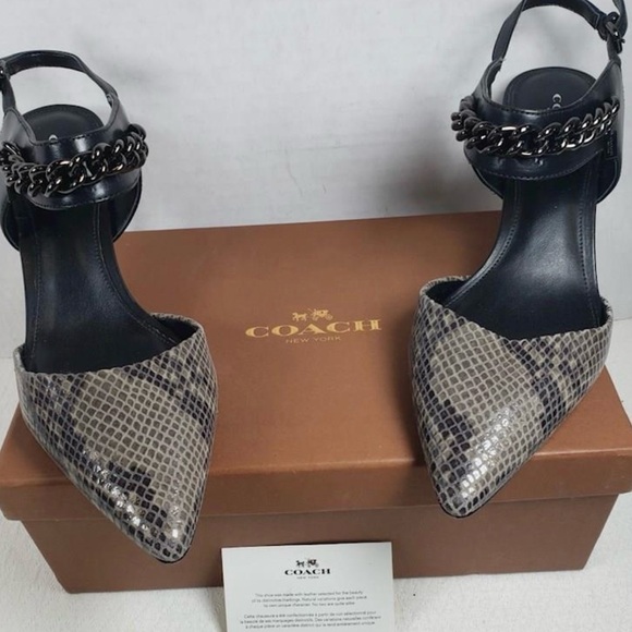 Coach Snake Print Garland Kitten Heels Sz 8 - Picture 5 of 6